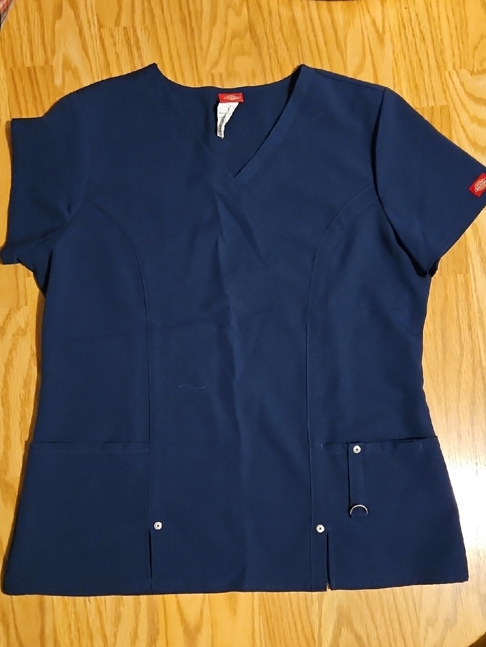 Dickies Women's Navy V-Neck Work Scrub Top with Utility Ring